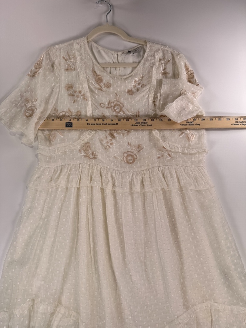 Ranna Gill Anthropologie White Embroidered Swiss Dot Boho Dress L - Picture 12 of 12